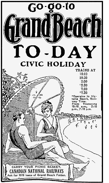 (Image: 1919 Newspaper Civic Holiday Advertisement)
