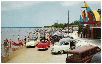 (Image: The Beach with Cars and Swimmers)